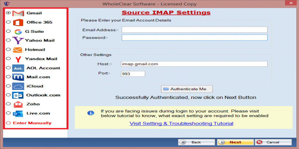 Transferring IMAP emails to PST format