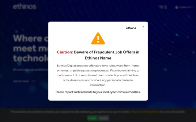 Ethinos Digital Marketing website homepage
