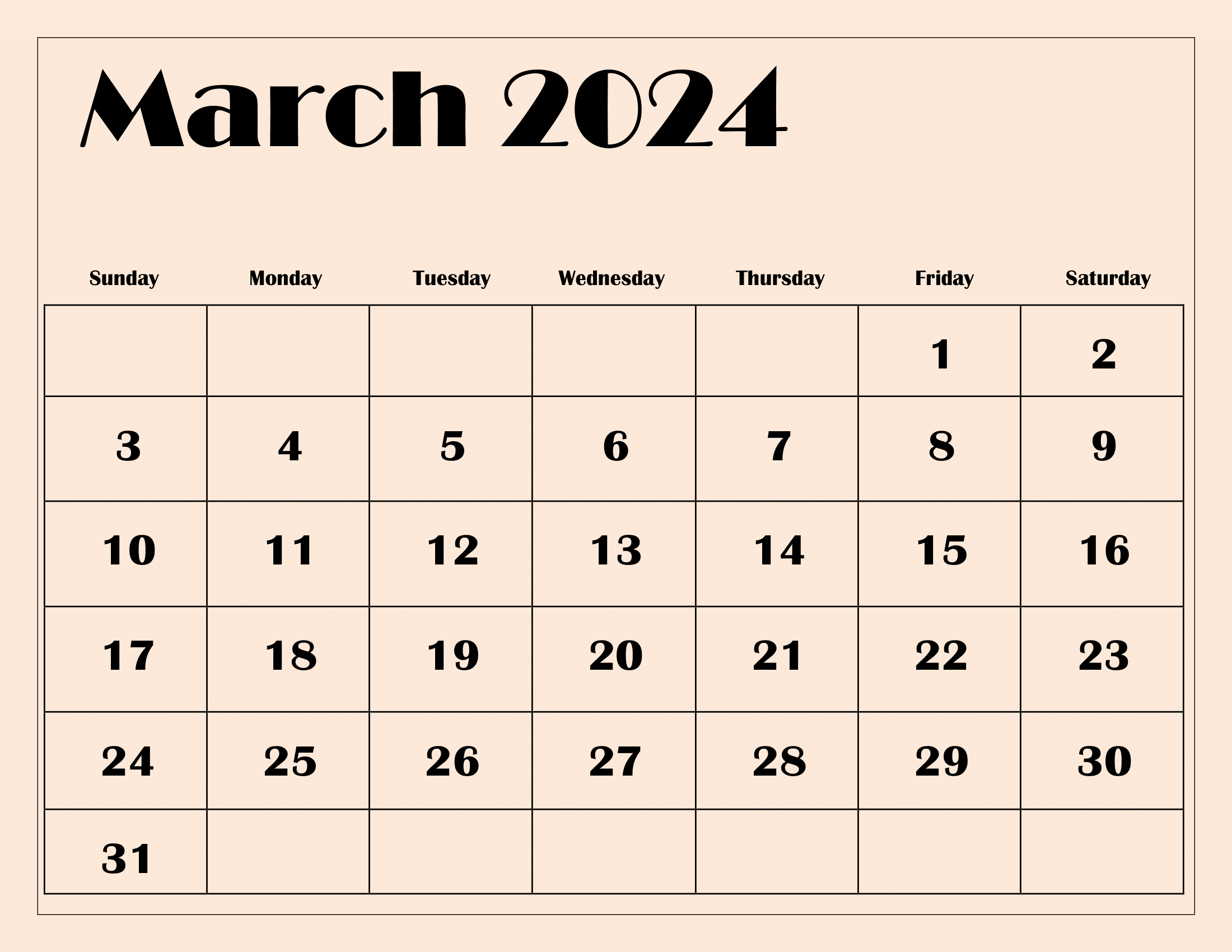 Get Organized with a Free Printable March 2024 Calendar