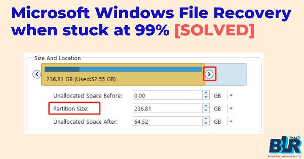 How to fix Microsoft Windows File Recovery when stuck at 99%?