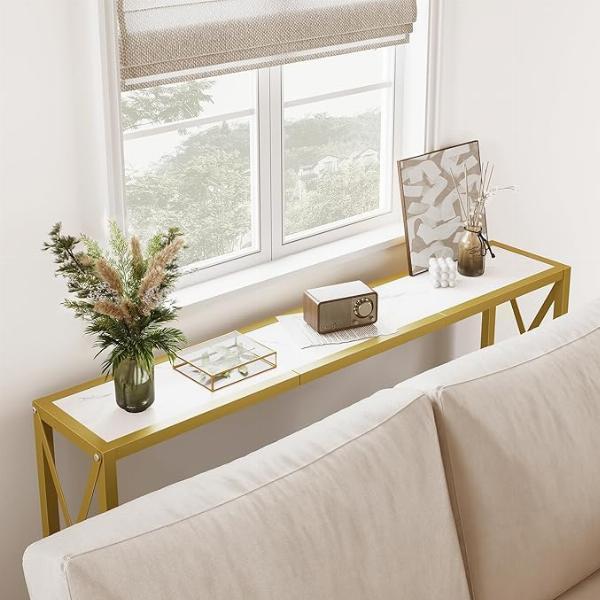 Narrow Behind Couch Table | Entryway Table, Industrial Sofa Table For Hallway |Console Table, 41.7" Narrow Sofa Table