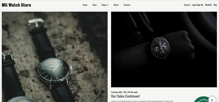 Elevate Your Online Watch Retail Business with MG Watch Store: eCommerce HTML Website Template