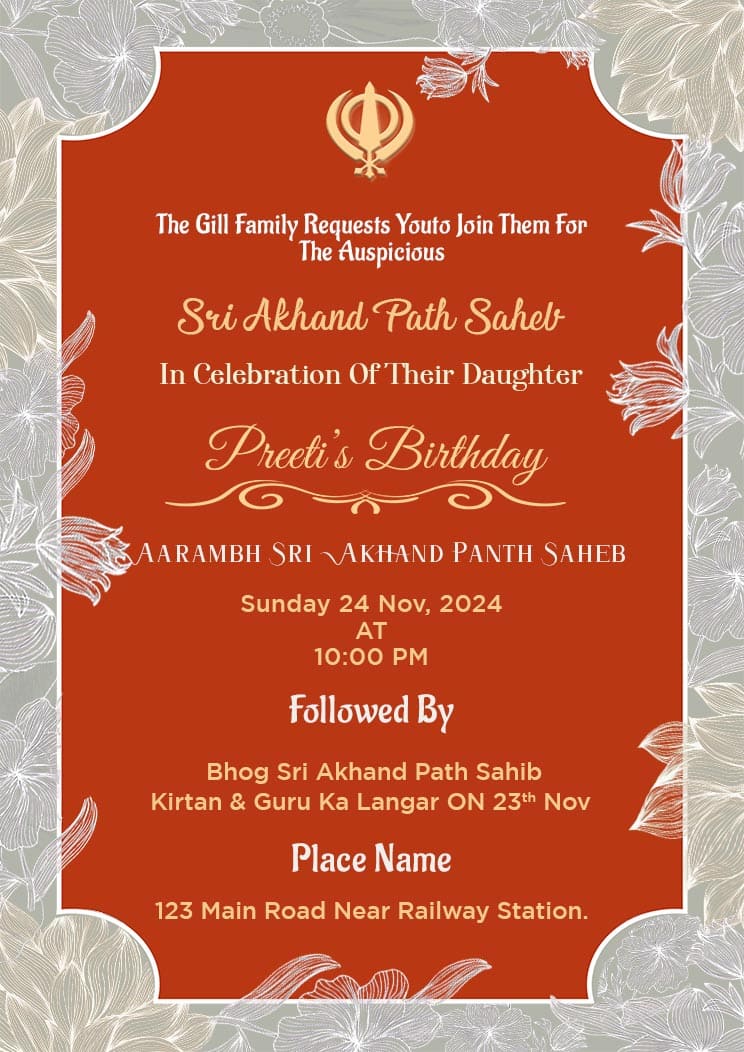 Designing the Perfect Akhand Path Invitation Card: A Guide to Elegance and Spirituality