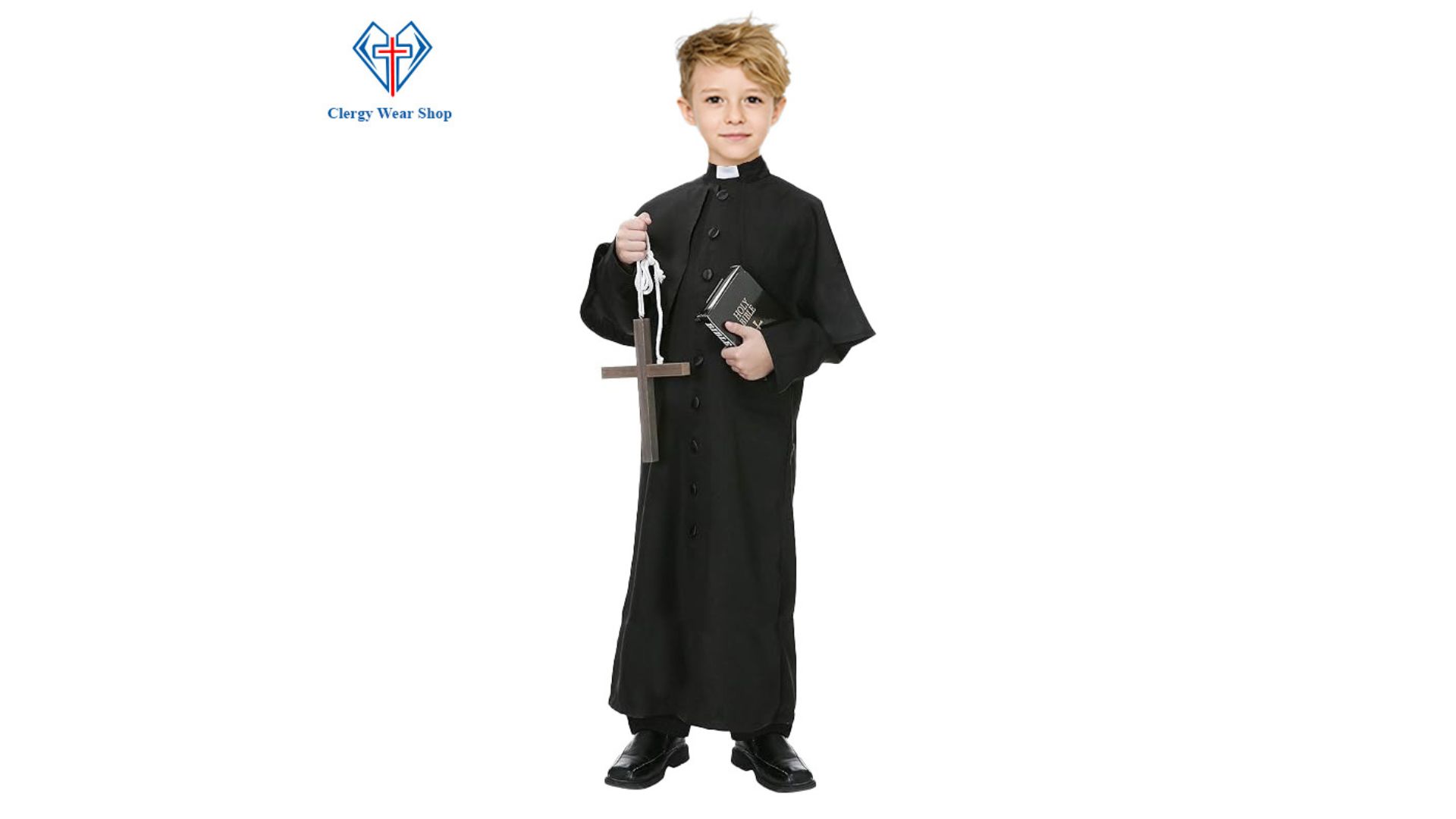 Perfect Fit Kids' Black Altar Server Cassock for Religious Events