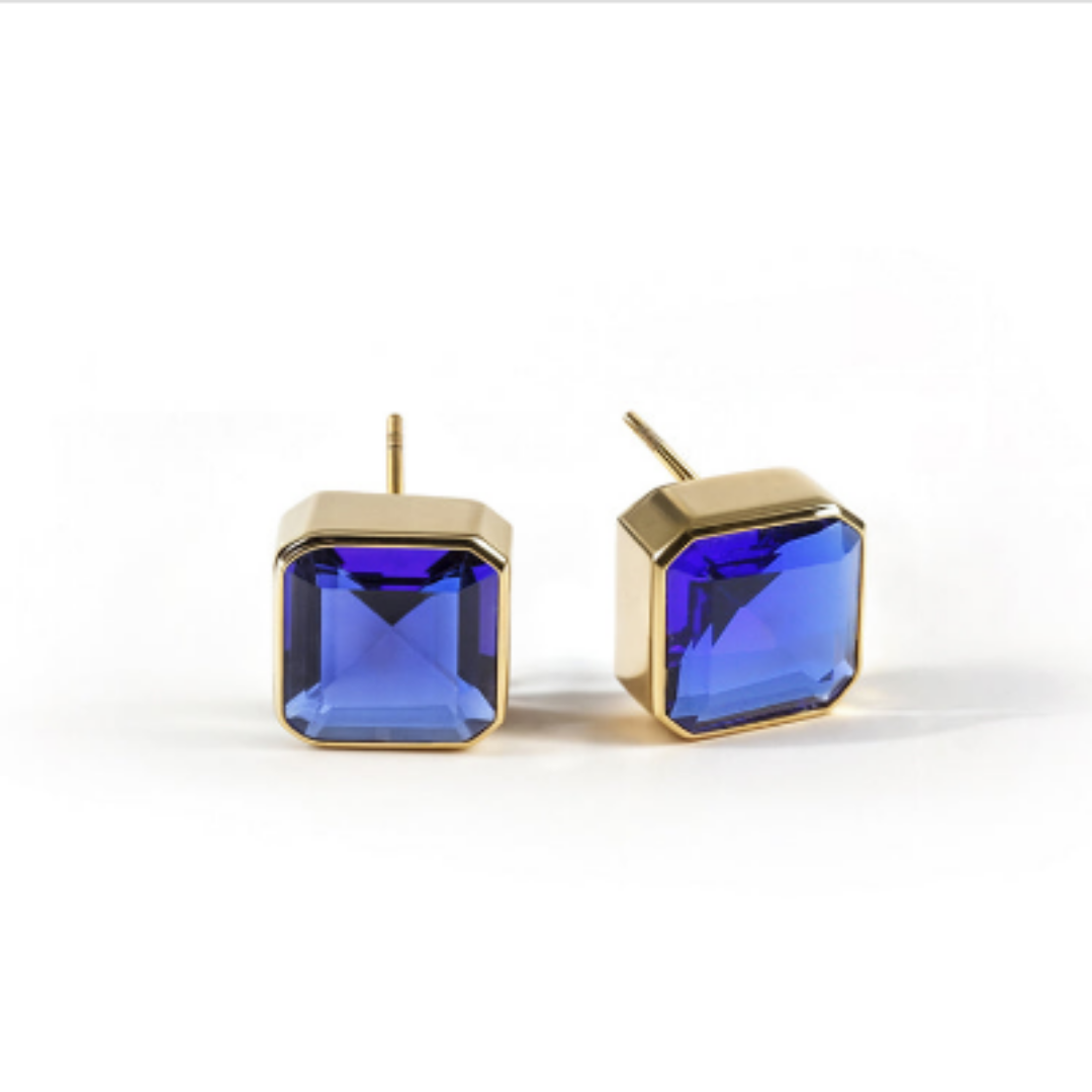 Bold Box Studs in Blue Sapphire: A Stunning Blend of Elegance and Sophistication