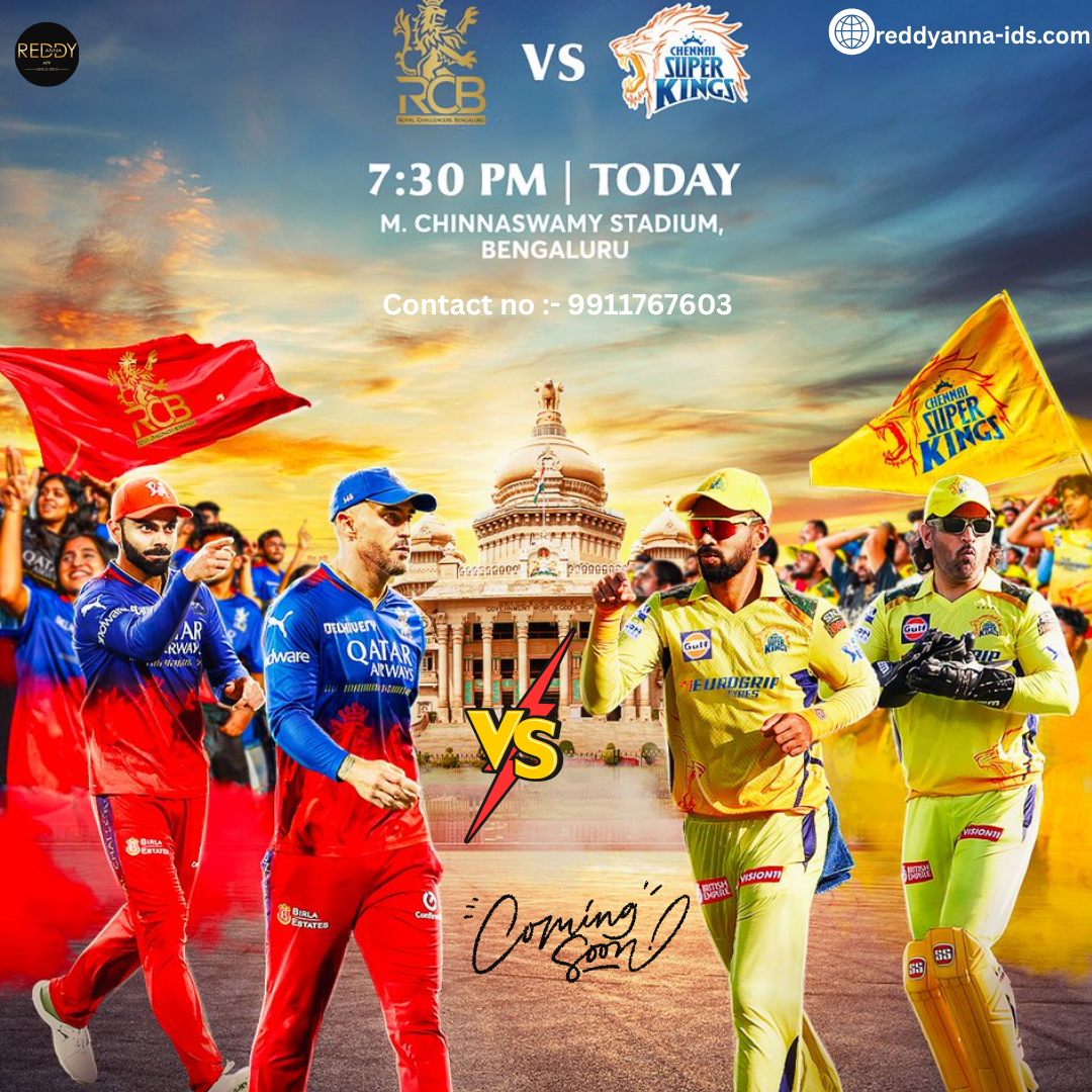 IPL 2025 Showdown with Reddy Anna Website : Chennai Super Kings vs Royal Challengers Bengaluru - A Clash at MA Chidambaram Stadium.