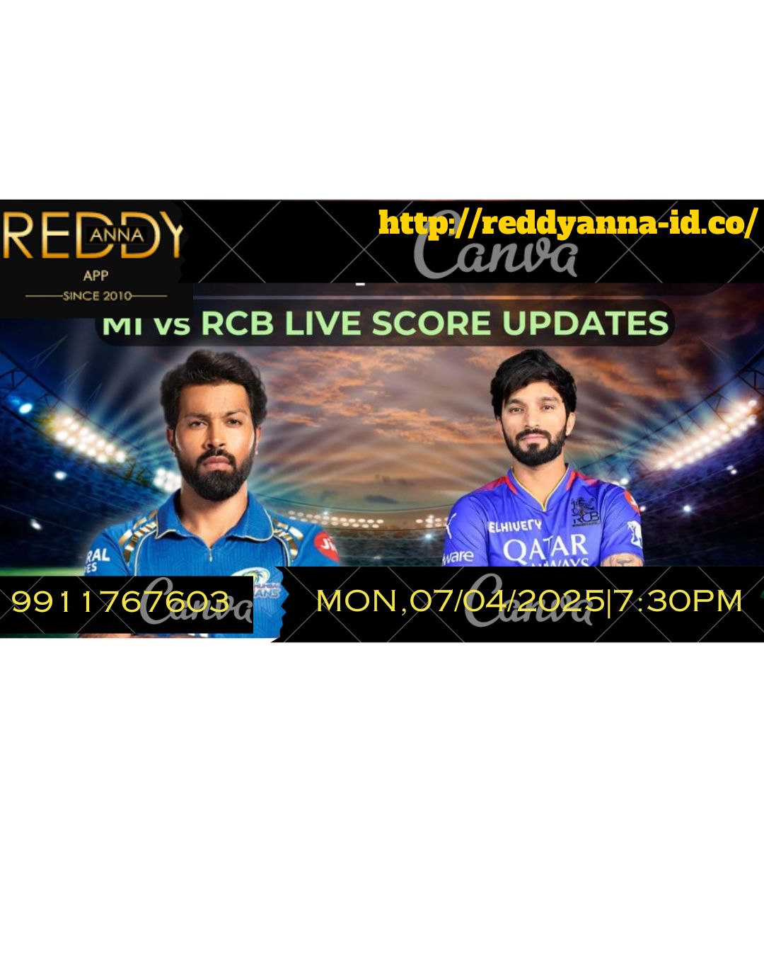 Thrilling Showdown with Reddy Anna Book ID: MI vs RCB in the 20th IPL Match of 2025 at Wankhede Stadium