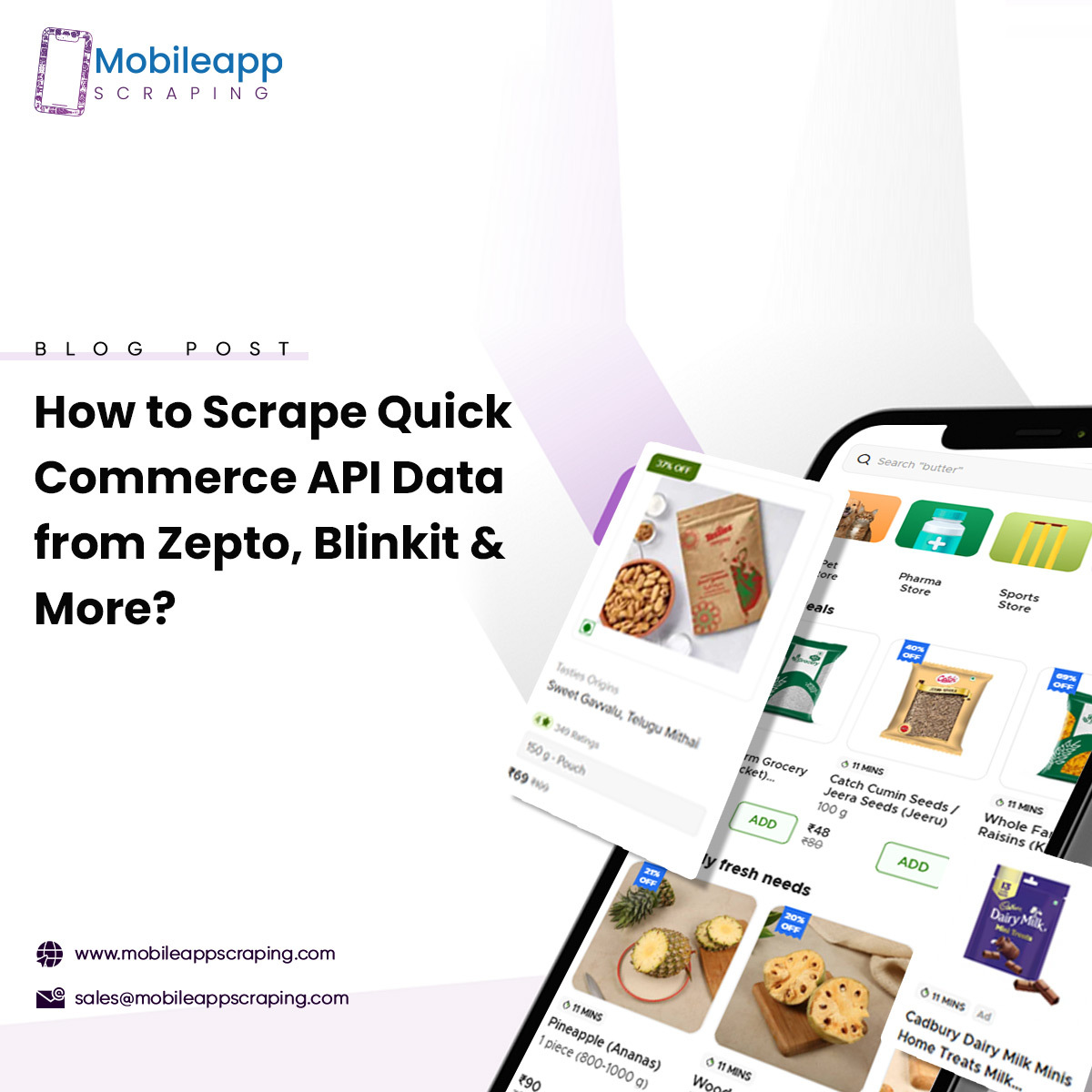 Scrape API Data for Zepto, Blinkit, Instamart, BigBasket, & DMart