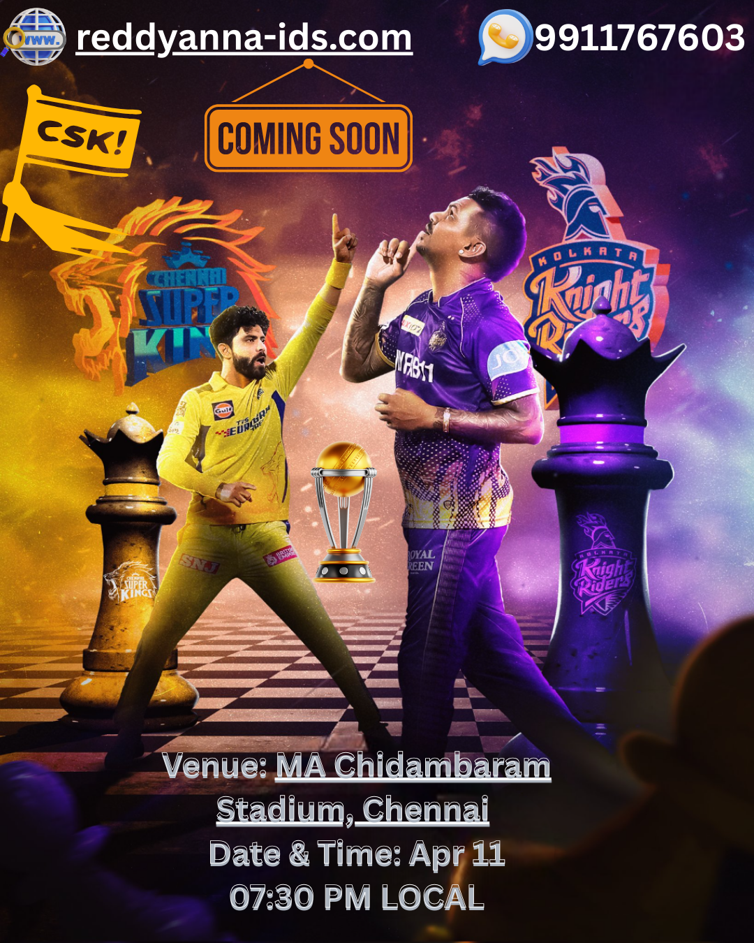 Chennai Super Kings and Kolkata Knight Riders: Rivalry Rekindled with Reddy Anna Book in IPL 2025's 17th Match.