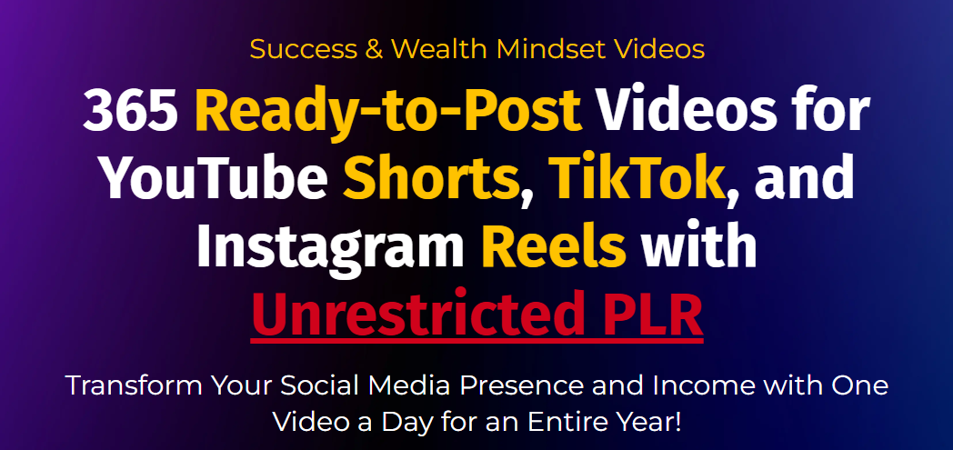 (PLR) 365 Success & Wealth Mindset Videos: 10 Game-Changing Reasons to Grab This Now