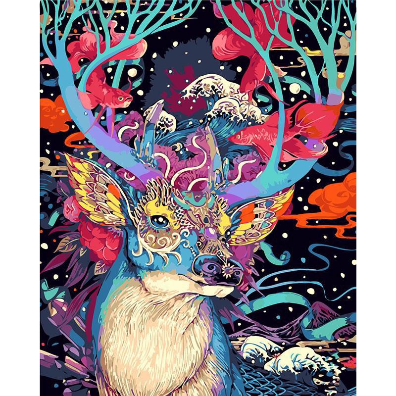 Simple Painting Ideas for Halloween: Beautiful Deer Paint by Numbers for Adults
