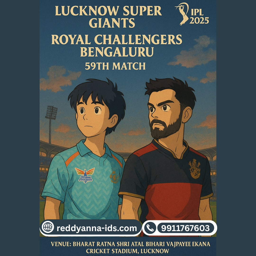 Historic Rivalry Renewed with Reddy Anna Book : Lucknow Super Giants Take on Royal Challengers Bengaluru in IPL 2025.
