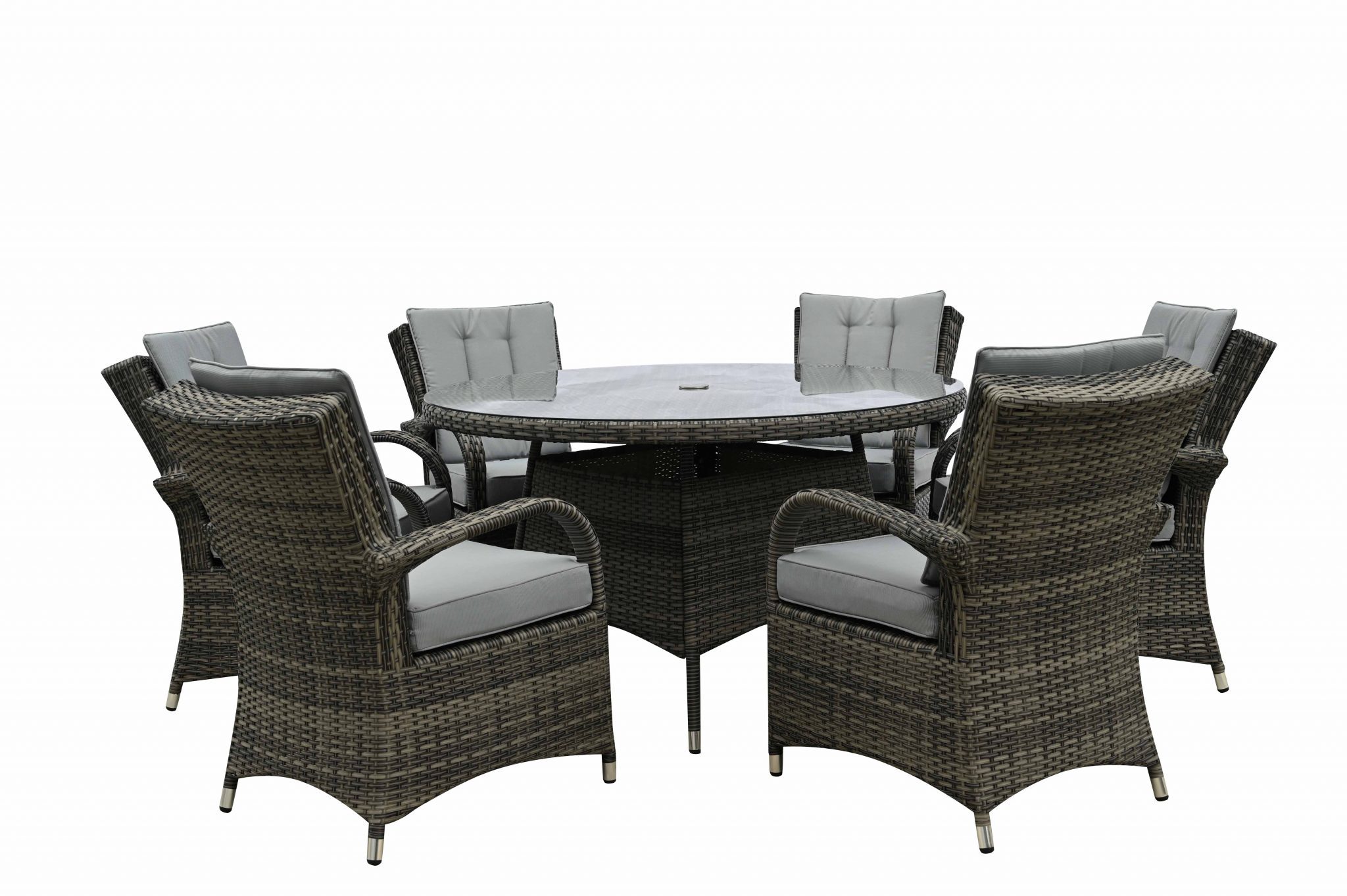 Homeflair Rattan Grey Dining Round Table and Chairs for Modern Dining Rooms