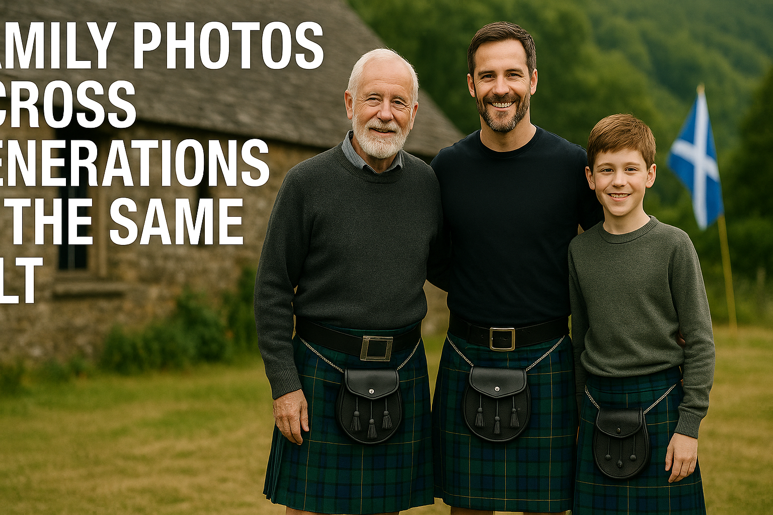 Family Photos Across Generations in the Same Kilt