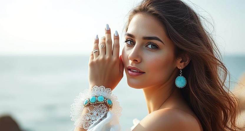 Larimar desires: Embracing Ocean mild thru earrings And Bracelets