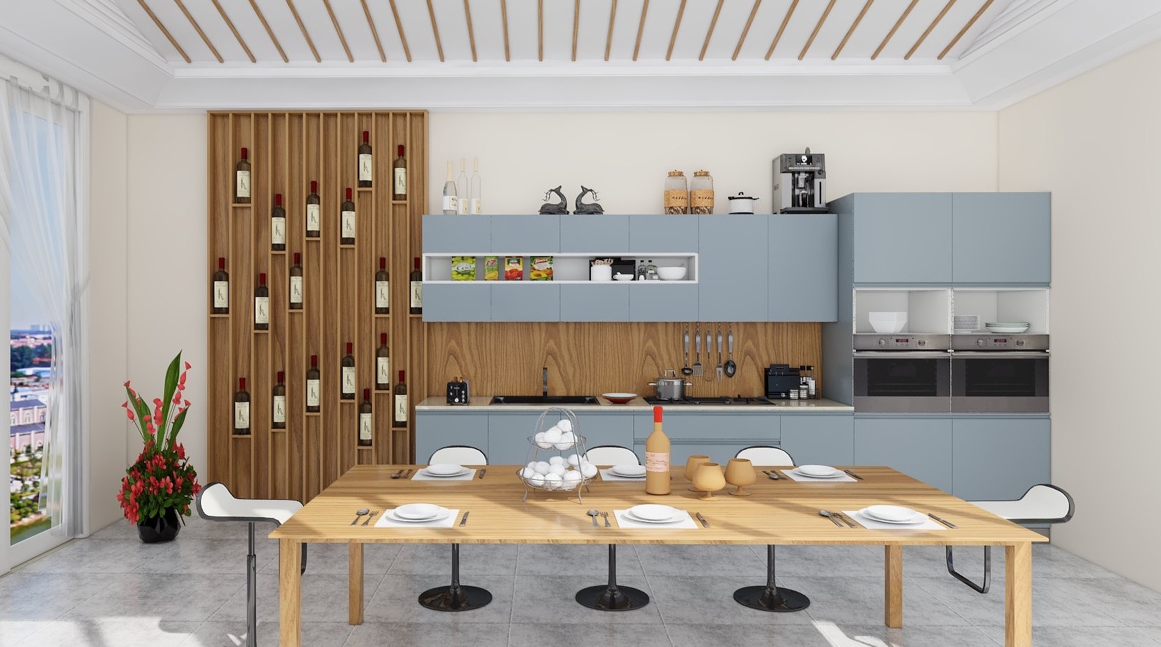What are the essential design elements of a modular kitchen in Noida?