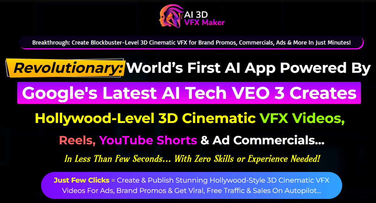 AI 3D VFX Maker Review – Sell Products Fast With 3D Reels, Shorts & Video Ads