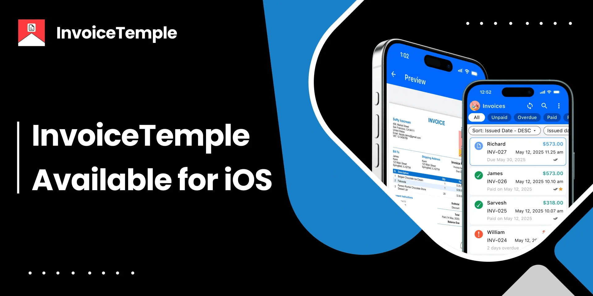 InvoiceTemple Application on iOS Platform