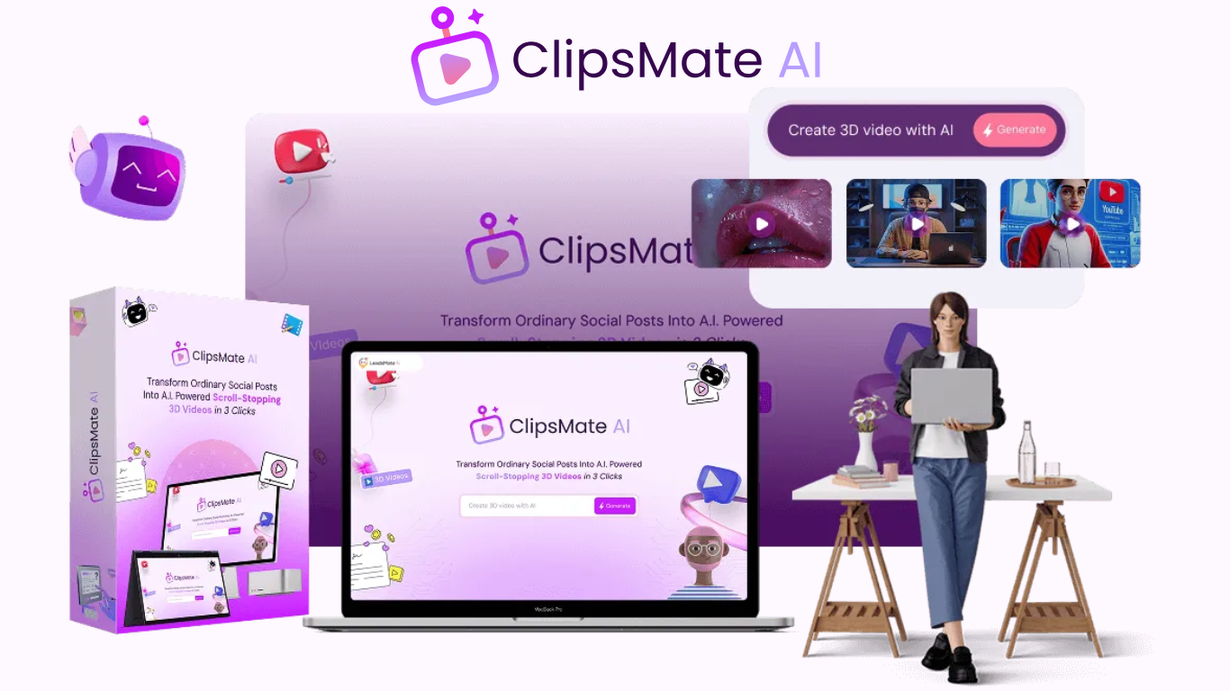 ClipsMate AI Review – Create Scroll-Stopping 3D Videos With Just One Tool
