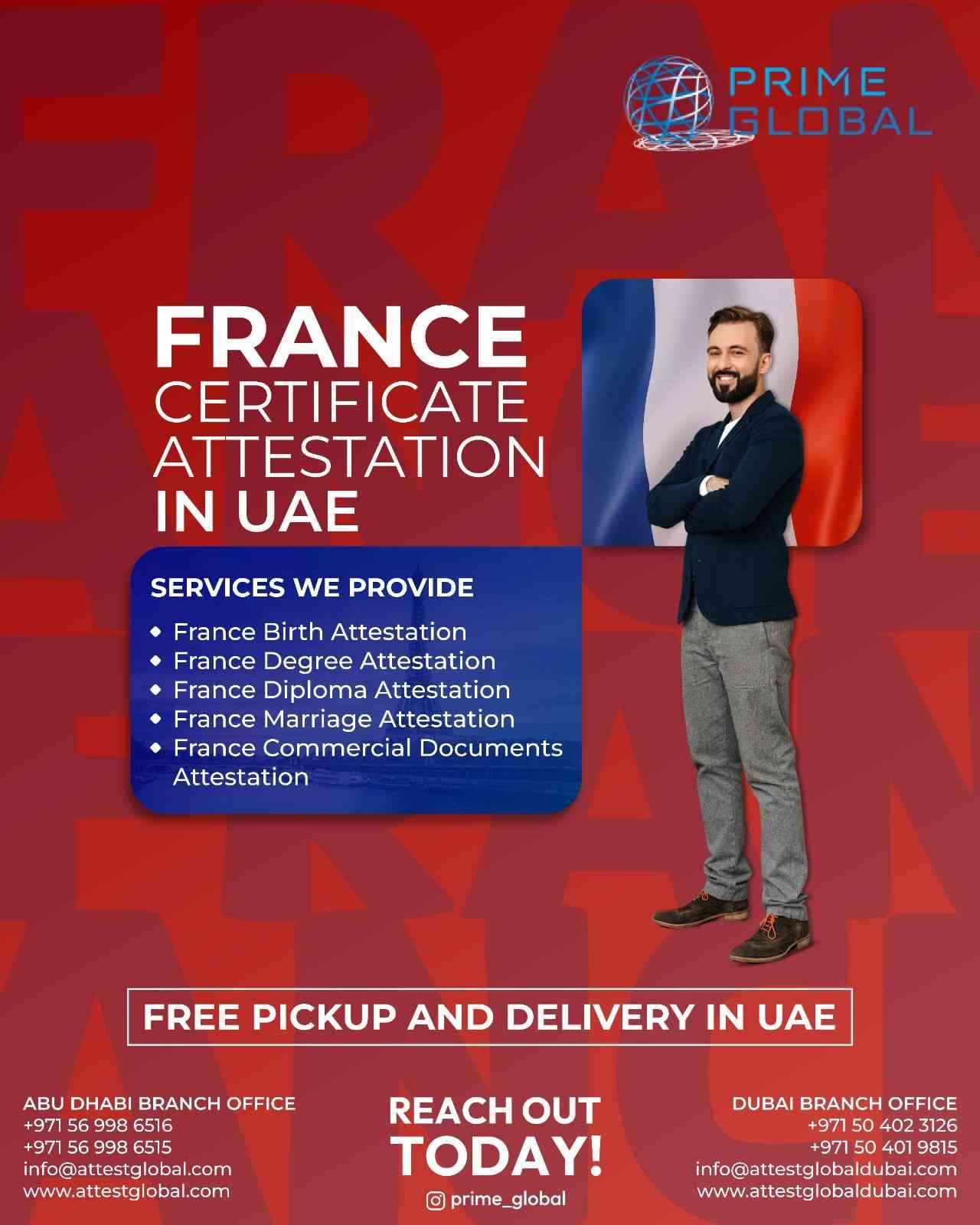 France Document Authentication and Legalization in UAE