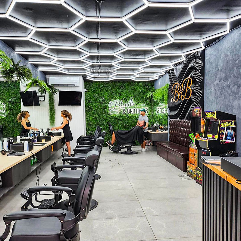 How to use hexagonal LED lights for lighting barber shop?