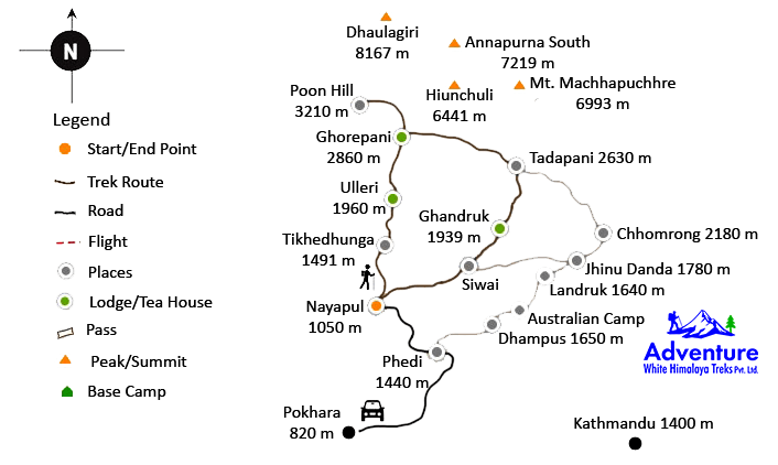 Ghorepani Ghandruk Trek Map – A Short and Scenic Himalayan Route