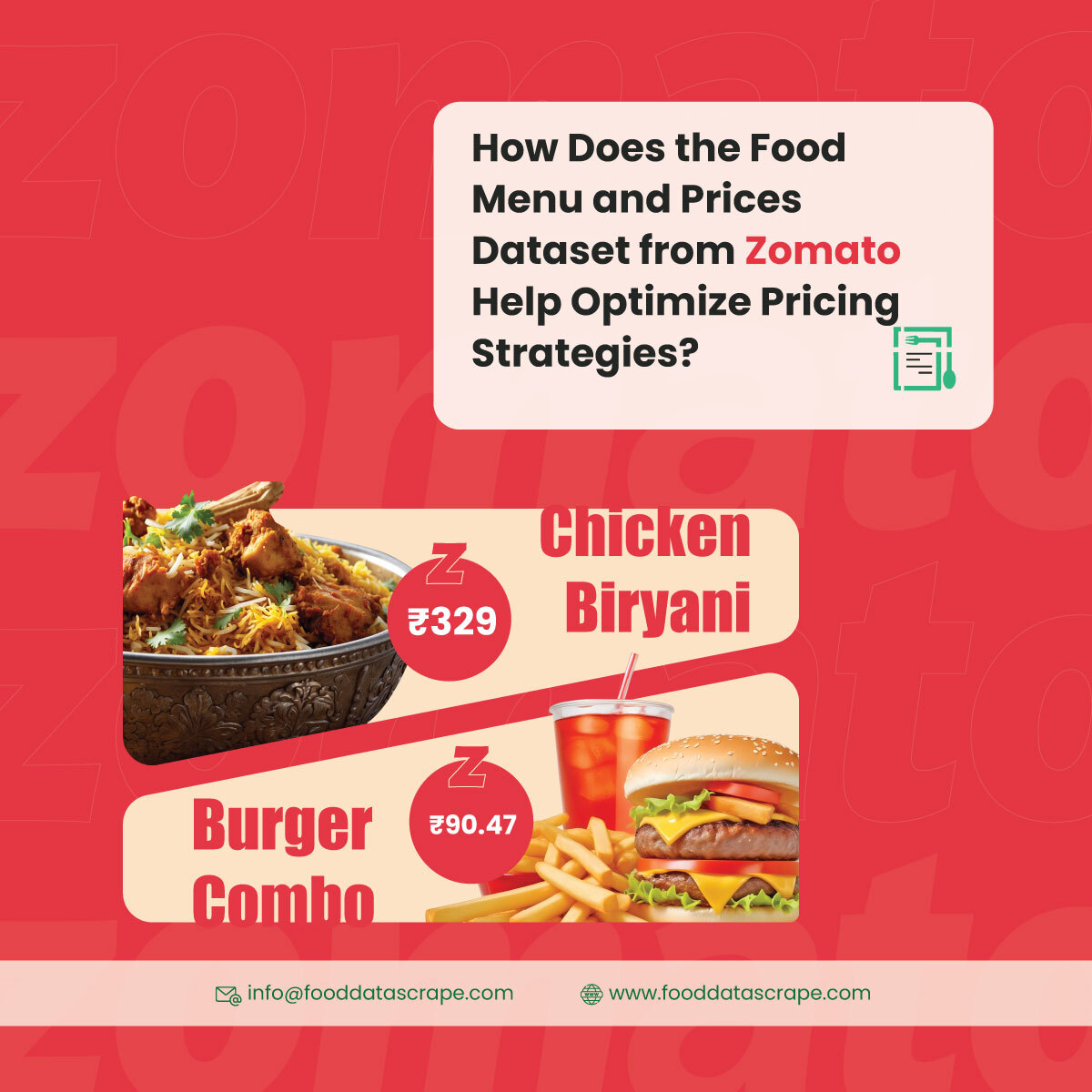 Food Menu and Prices Dataset from Zomato for Pricing Strategies