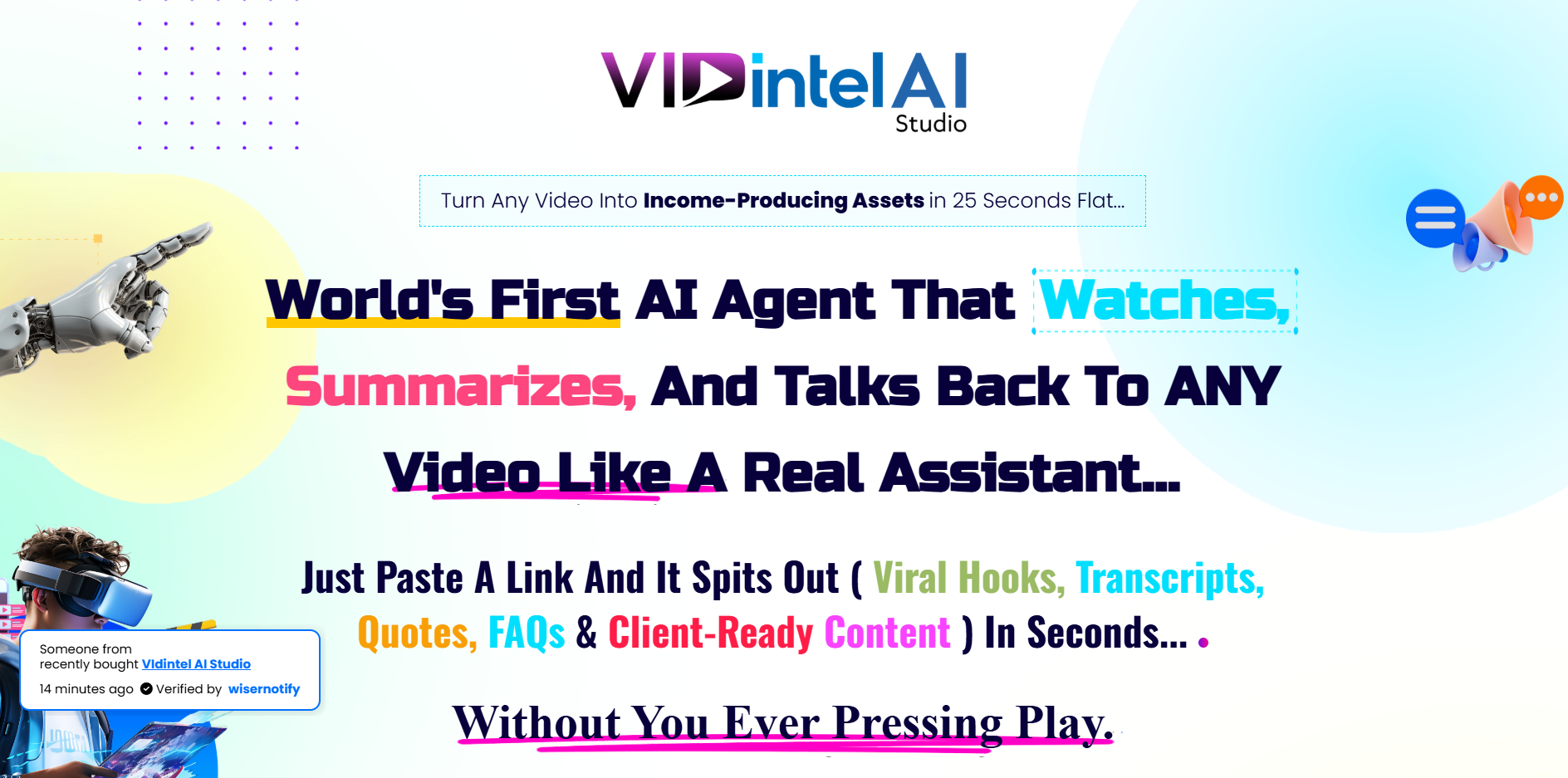 Vidintel AI Studio Review: "Top marketers are turning 1 video into 12 content assets with zero editing. Why aren’t you?"
