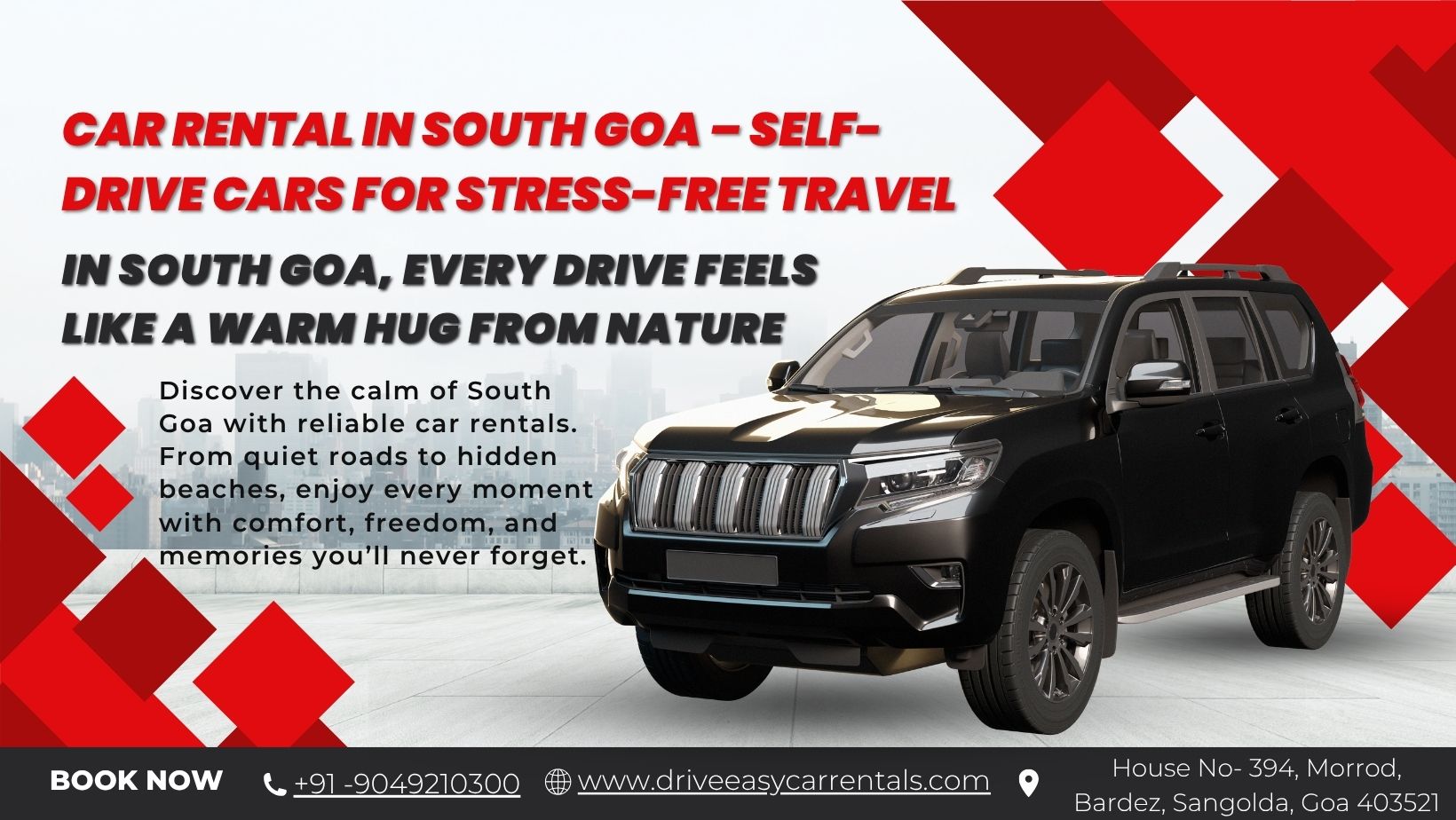 Car Rental in South Goa – Explore the Beauty of South Goa with Drive Easy Car Rentals