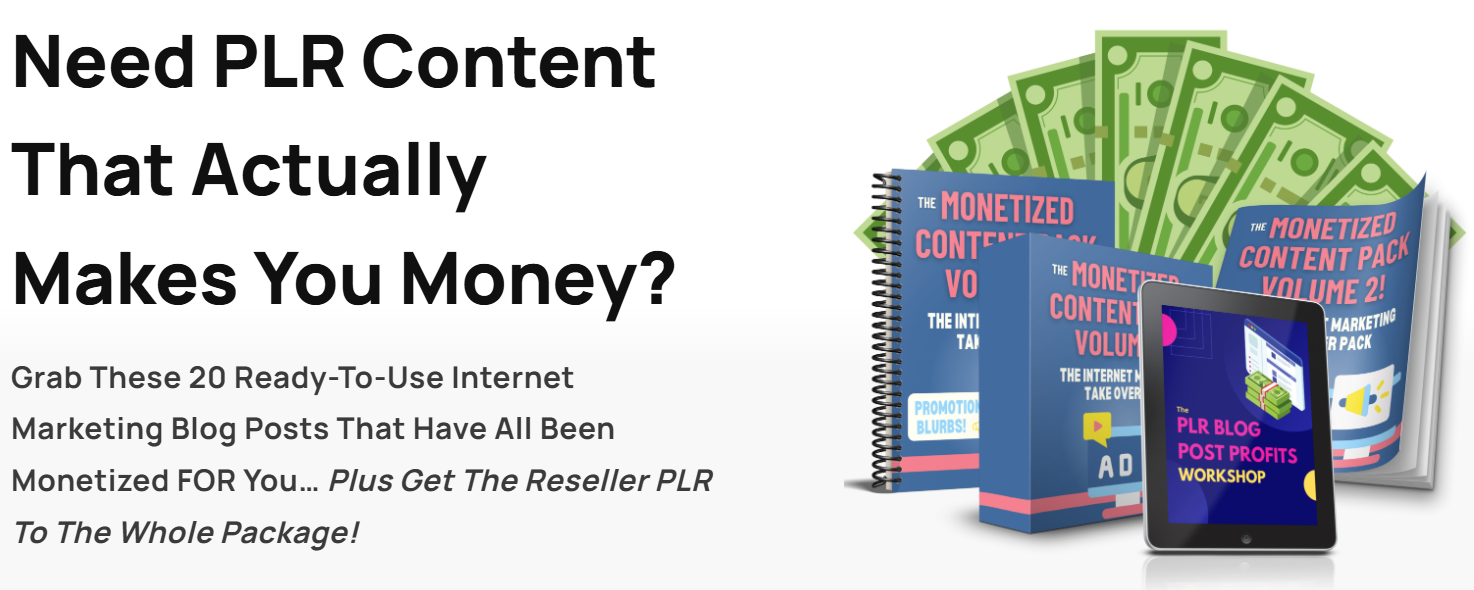 PLR The Monetized Content Pack Volume 2 OTO Review 1,2,3,4 OTOs Links Coupon Code Here
