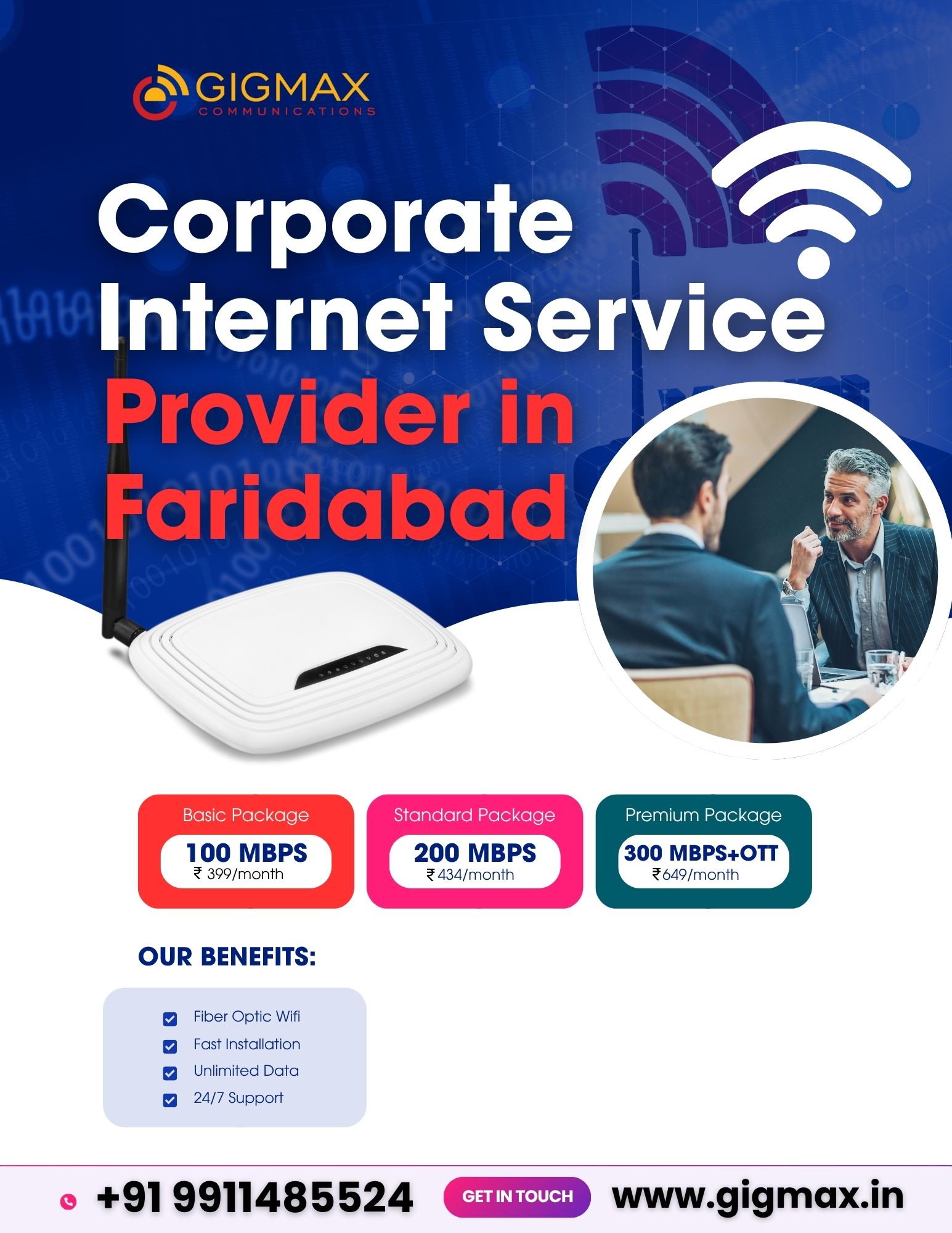 High-Speed Internet for Corporates and Homes in Faridabad – Gigmax