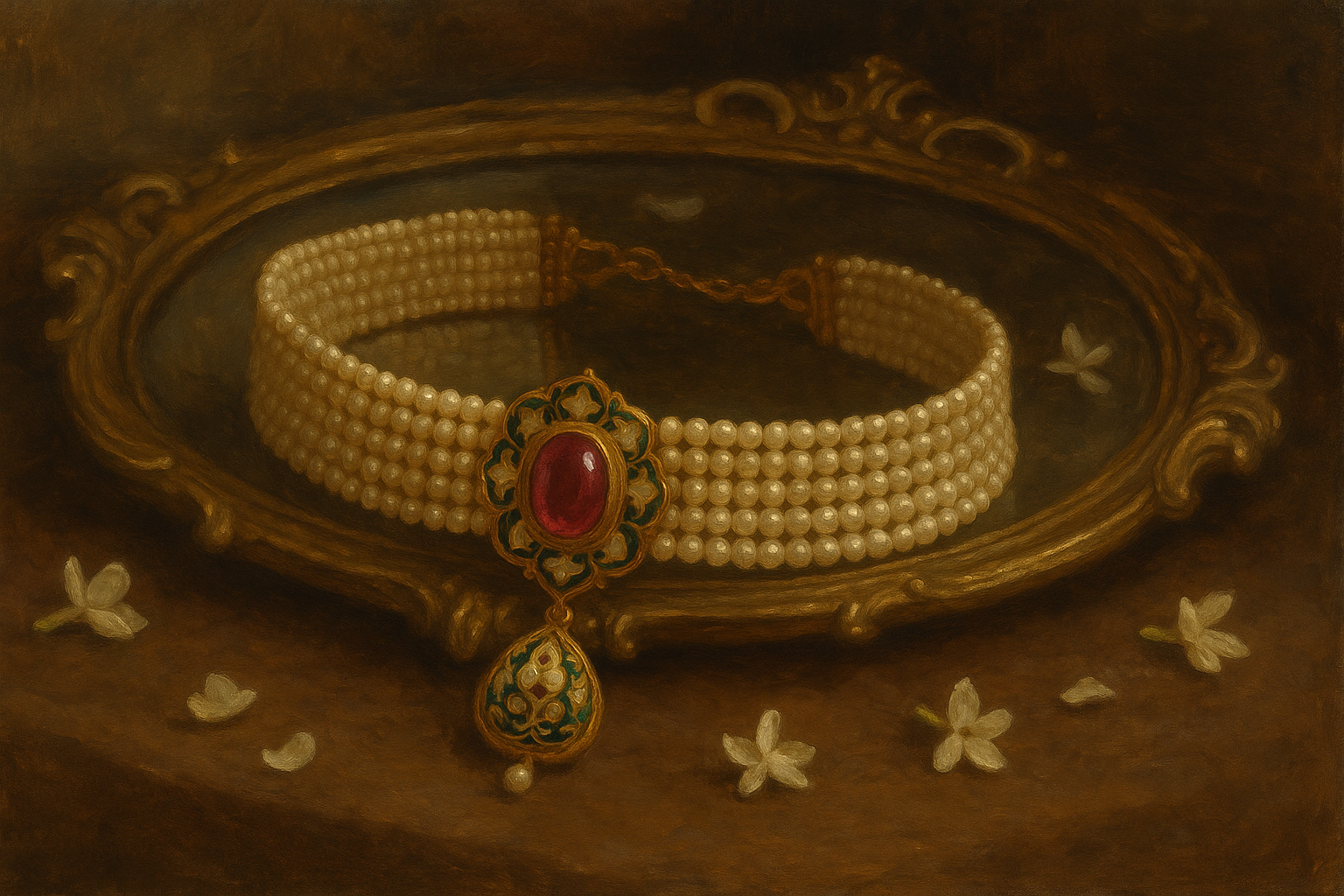 Hyderabadi Pearl Choker Set &ndash; Regal Beauty in Every Strand