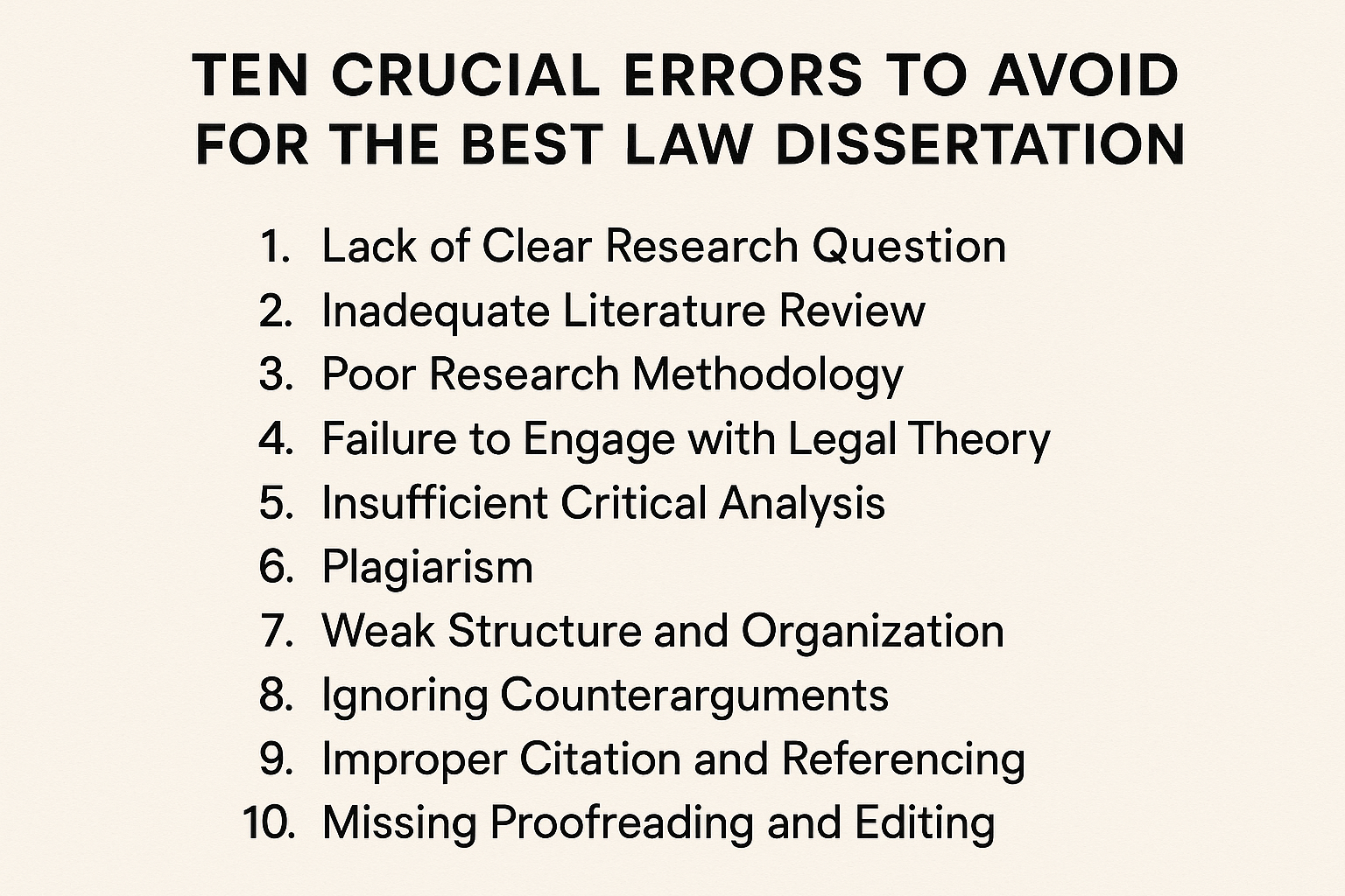 Ten Crucial Errors to Avoid for the Best Law Dissertation