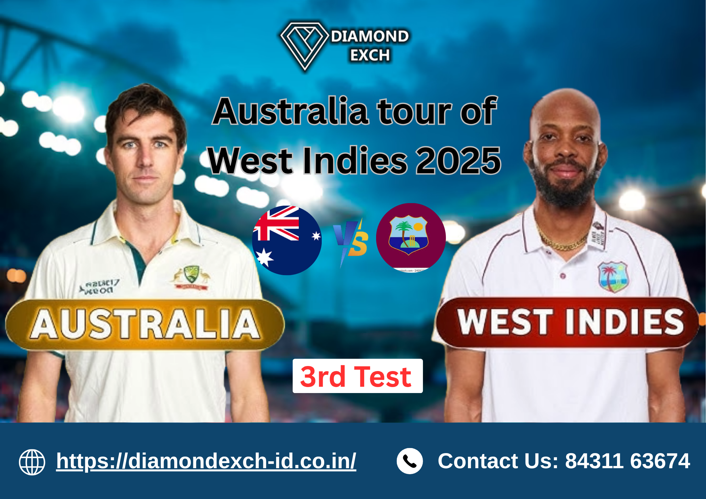Don’t Miss the West Indies vs Australia 3rd Test Match 2025! Follow Every Over Diamond Exchange.