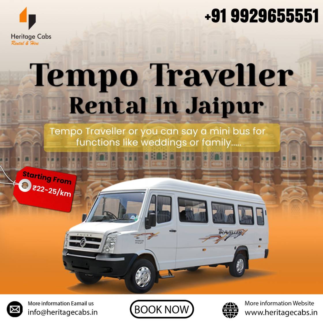 Best Tempo Traveller Rental in Jaipur with Heritage Cabs