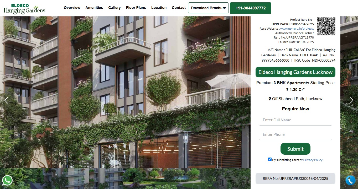 Eldeco Hanging Gardens – New Launch 3 BHK Flat Lucknow