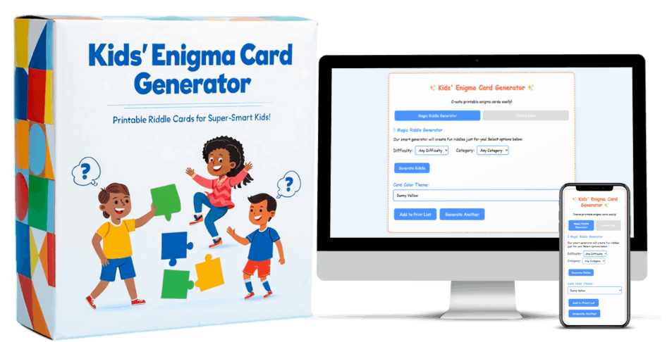 Kids' Enigma Card Generator Review – A Practical PLR Tool for Etsy Sellers in 2025