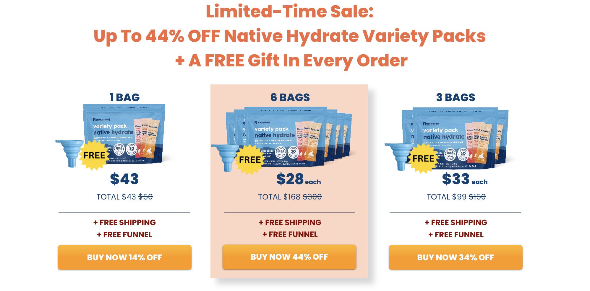 NativePath Hydrate Stick Packs Reviews - 1 Per Bottle $49 - 2 Bottle US $149 + Shipping + You Save $