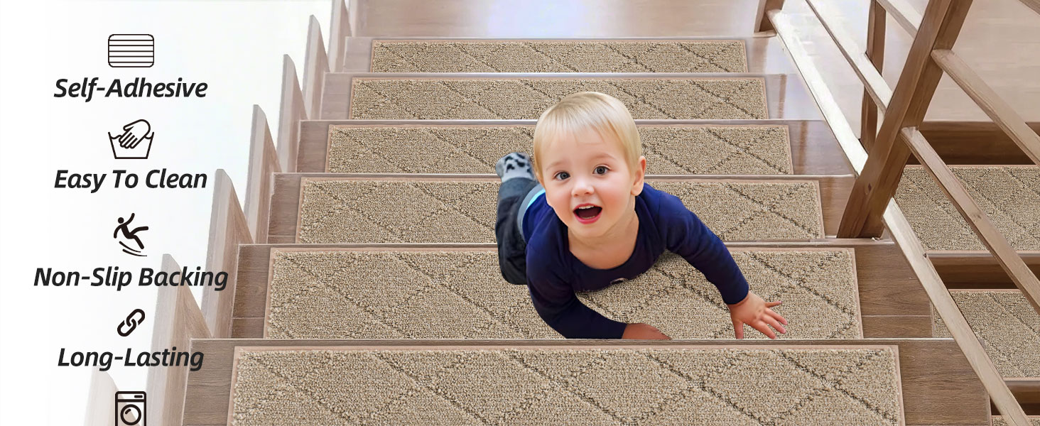 Cosy Homeer Stair Treads Non-Slip Carpet Mat for Maximum Stair Safety
