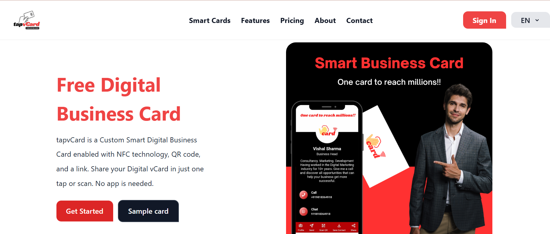 tapvCard - Create a Digital Business Card with NFC card & QR code