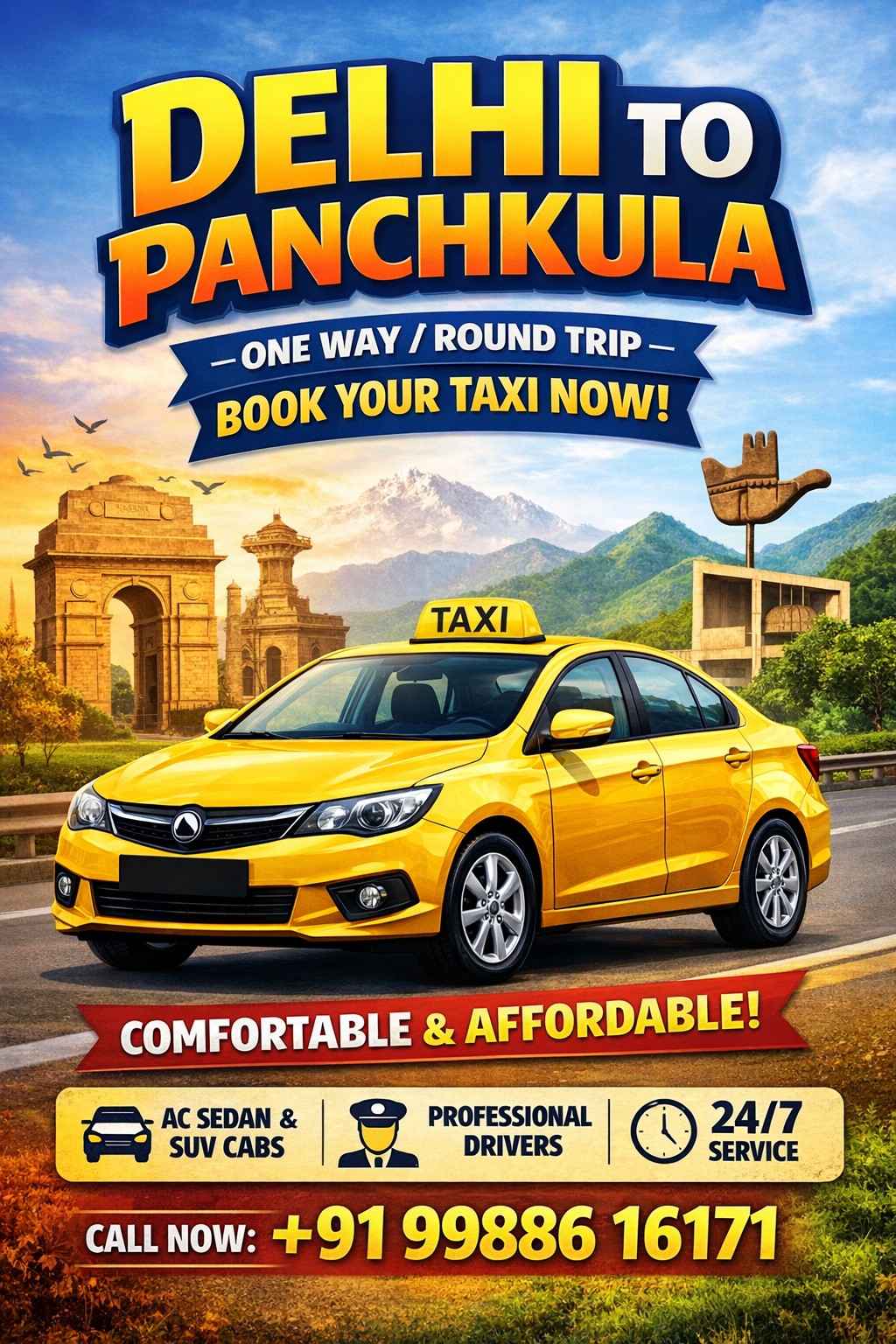 Delhi to Panchkula Taxi Services  