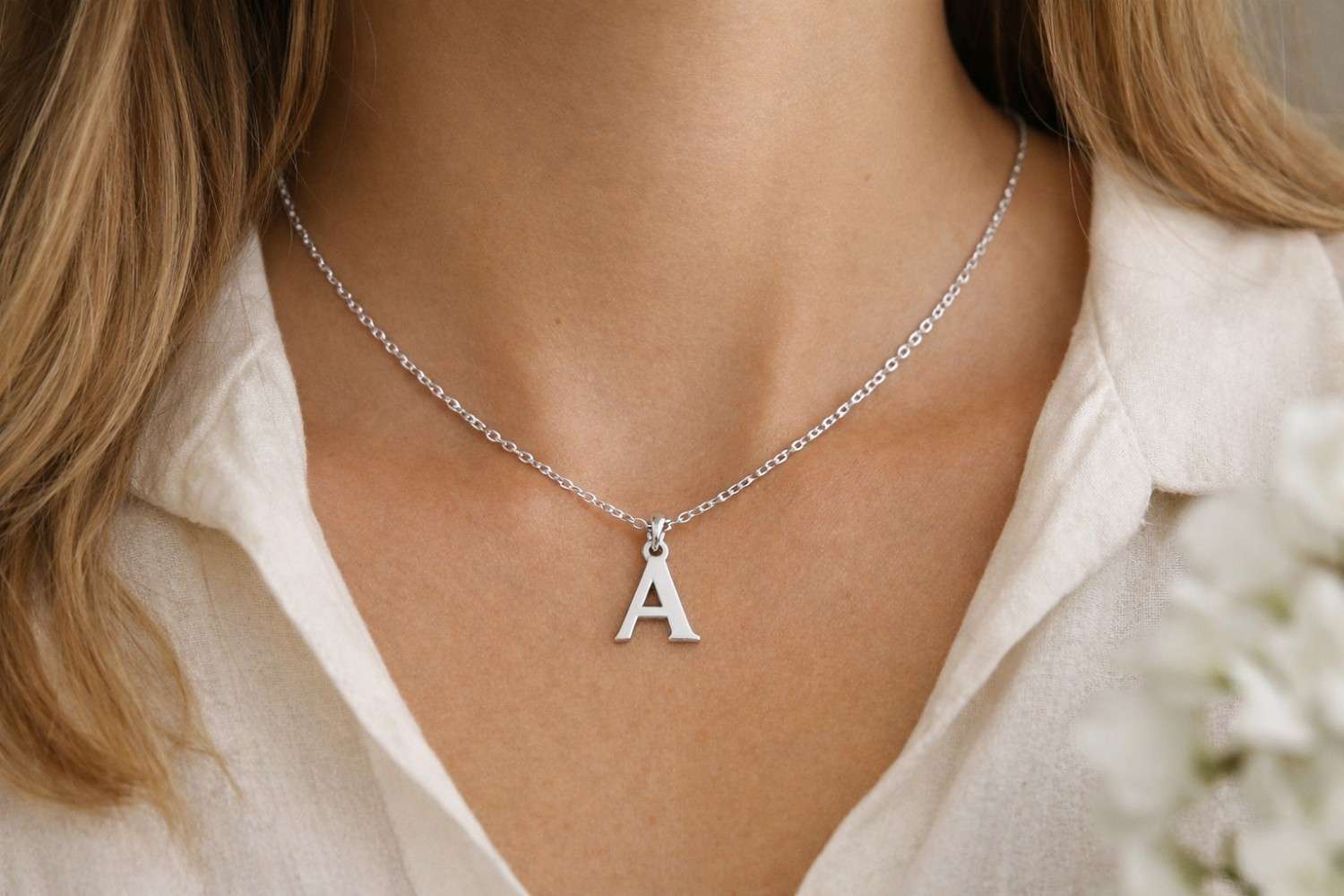Trendy Silver Letter Pendant Necklace for Women