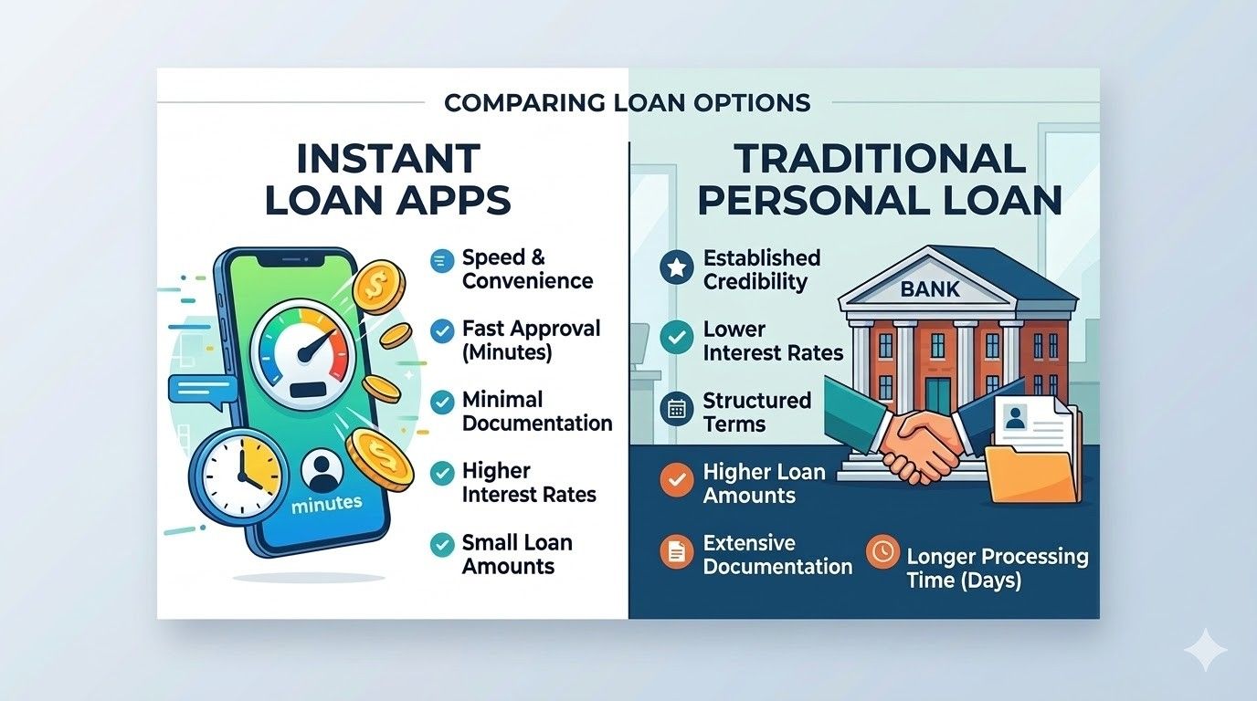 Instant Loan Apps vs Traditional Personal Loan: What Indian Borrowers Should Know?
