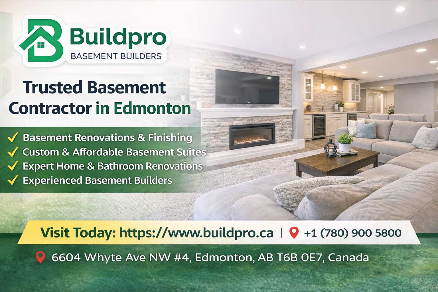 Expert Basement Development in Edmonton by Buildpro Constructions Ltd