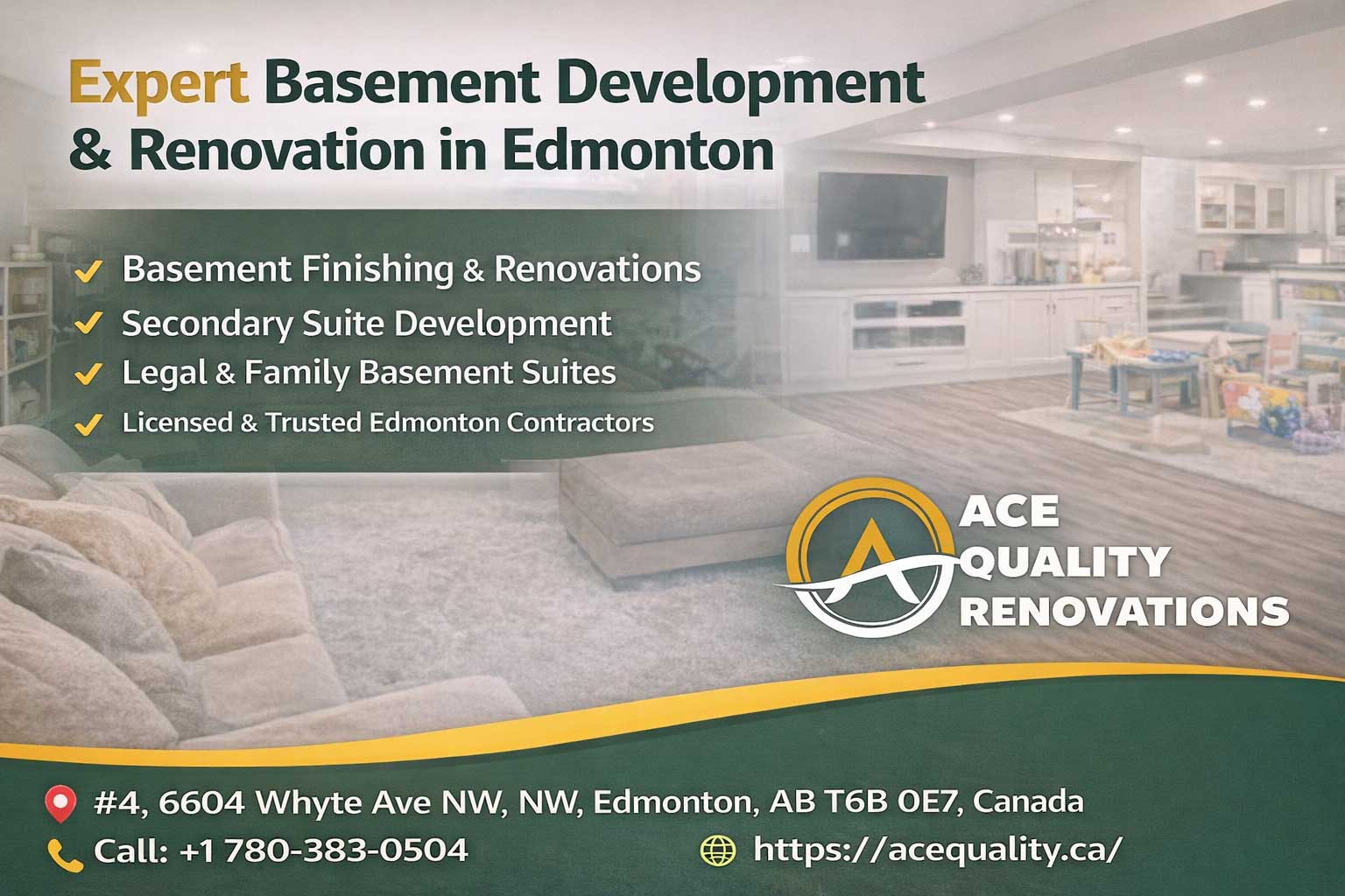 Professional Basement Development in Edmonton by Ace Quality Renovations
