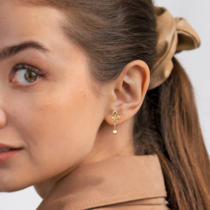 Lab Grown Diamond Butterfly Drop Dangle Earring by Prachha Jewels 