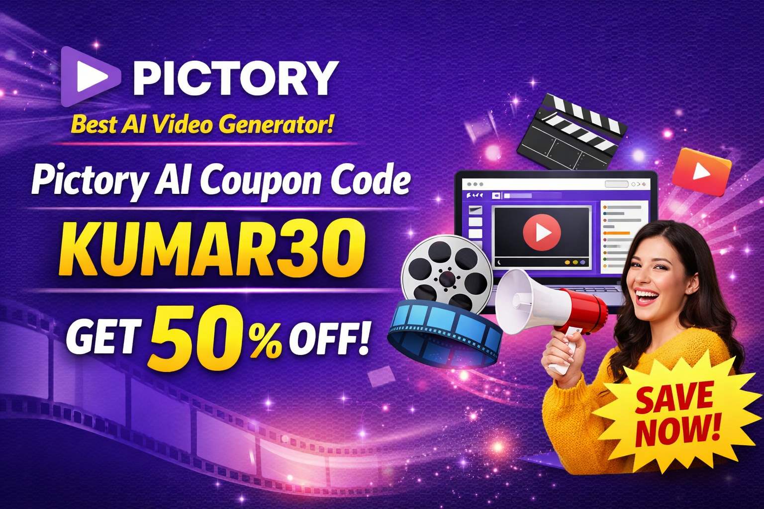 Pictory Coupon Code KUMAR30 – Flat 50% Discount | AI Text to Video Generator