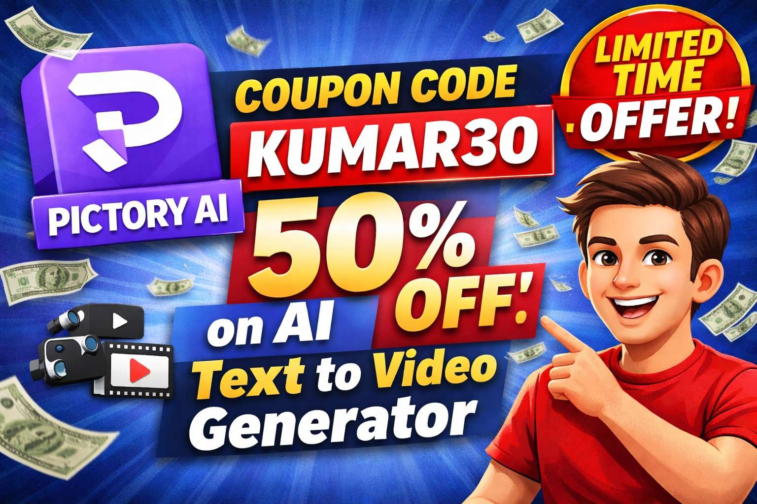 Pictory AI Coupon Code KUMAR30 – 50% OFF on AI Text to Video Generator