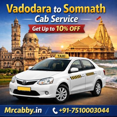 Book Vadodara to Somnath Cab Service with 10% Off – Limited Offer