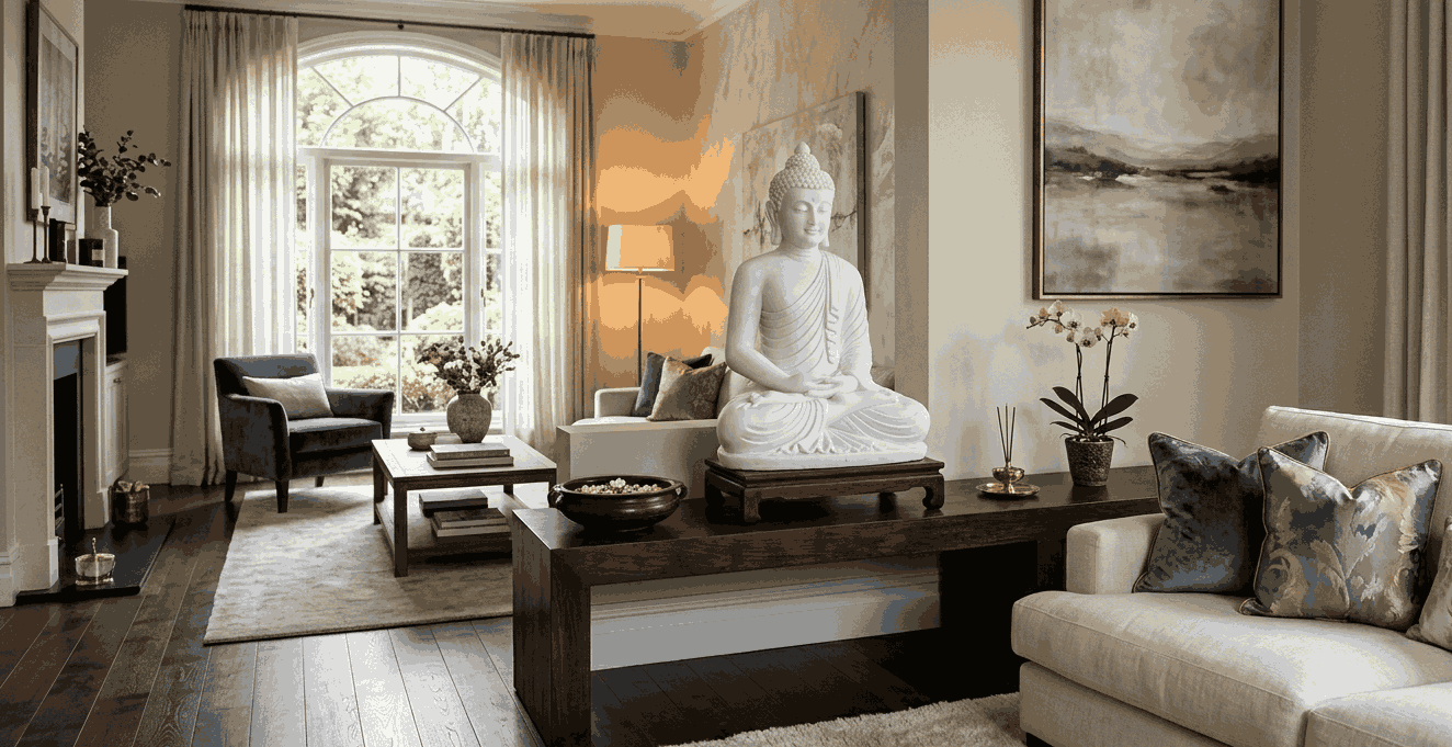 Buddha Statue for Living Room Decoration | Premium White Idol
